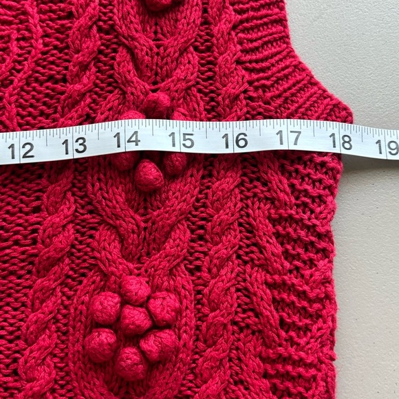 Vintage JG Hook Red Cable Knit Sweater Vest linen/ Cotton handknit Medium - Picture 6 of 7